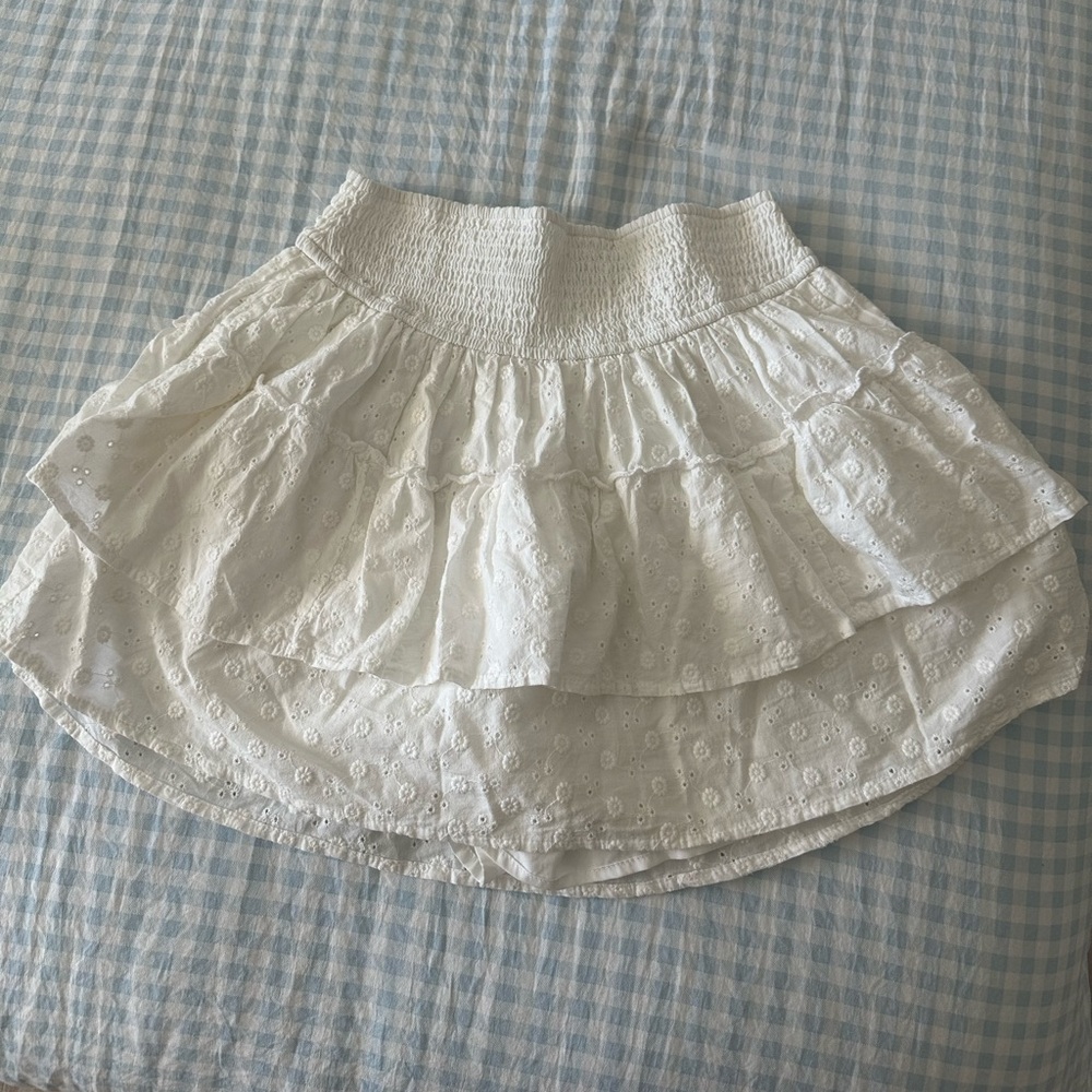 Hollister White Tiered Eyelet Skirt